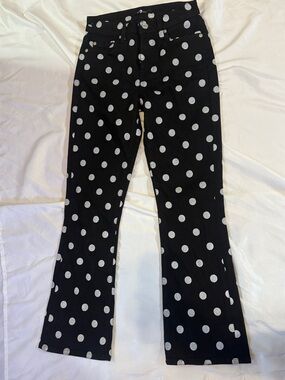 7 For All Mankind Black Polka Dot Straight Leg Jeans